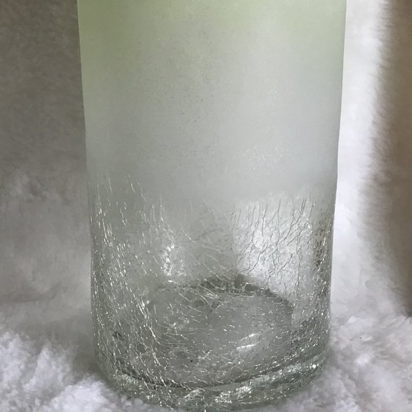 Hand Blown Tall Glass Art Vase or Pillar Candle Holder Color Sea Glass Green - Picture 6 of 7